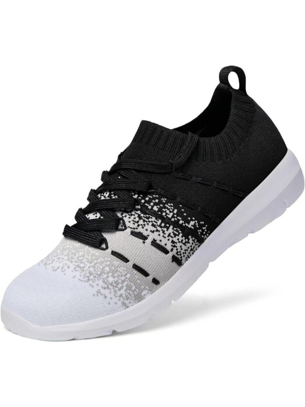 Women Black-White Running Breathable Knitting flexible Sports Shoes Sneaker